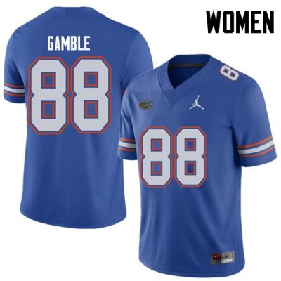 Women's Florida Gators #88 Kemore Gamble NCAA Jordan Brand Royal Authentic Stitched College Football Jersey VEB6762HV